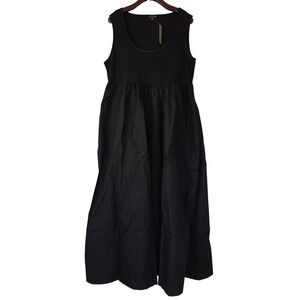 J. Crew Scoopneck Mixy Dress Midi Size XXL Black NWT‎ $148 CN606